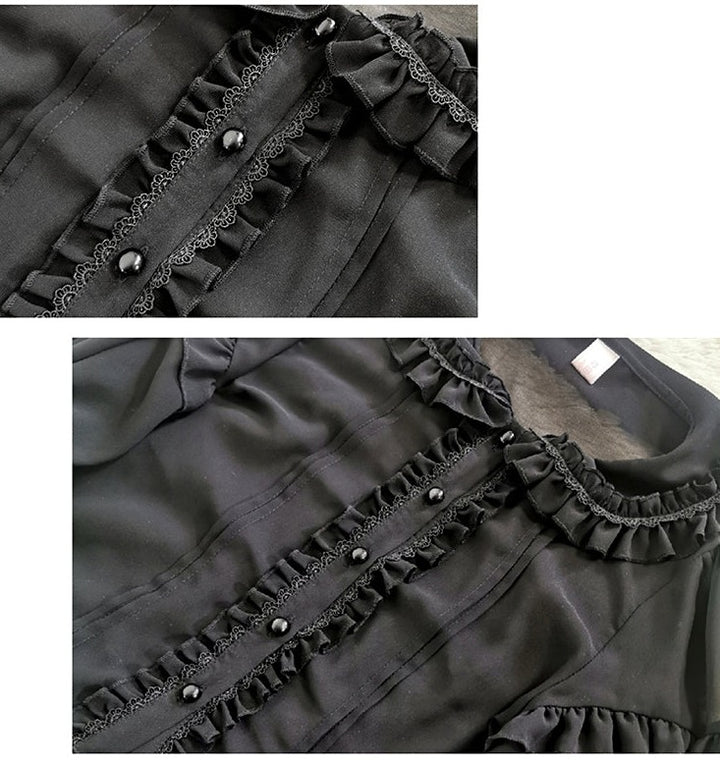 Sakurada Fawn~Plus Size Lolita Shirt Mutton Sleeve Lace Blouse   