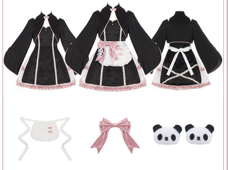 With PUJI~Cat Fist~Chinese Qi Lolita Maid Bolero JSK Set   