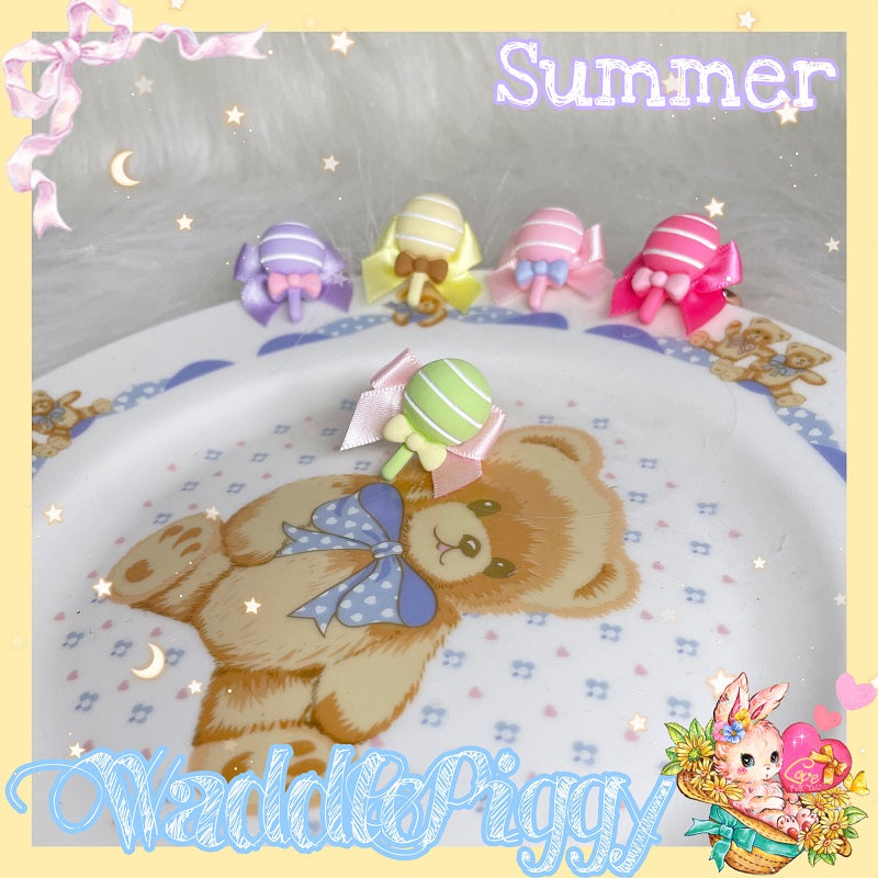 (Buyforme)WaddlePiggy~Sweet Lolita Handmade Lollipop Bow Ring grass green  