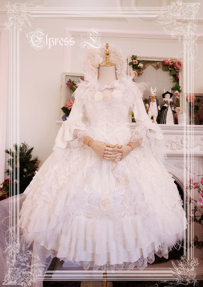 Elpress L~Iris~Floral Tea Party Lolita OP Multicolors S white 
