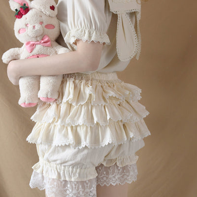 MIST~Lolita Innerwear Bloomers Multicolors Anti Exposure S milk white B version 