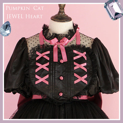 Pumpkin Cat~Jewel Heart~Lolita OP Dress S black heart apron 
