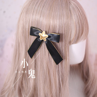 Xiaogui~Gothic Accessories Lolita Bow KC Hairclip No.5 star bow side clip  