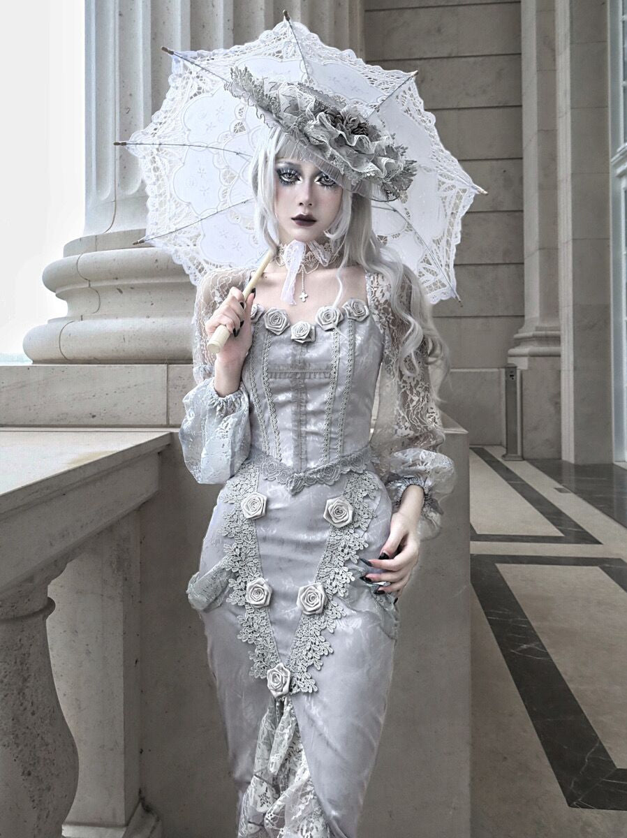 Blood Supply - Rose Funeral - Halloween Rose Slit Mermaid Lolita Skirt
