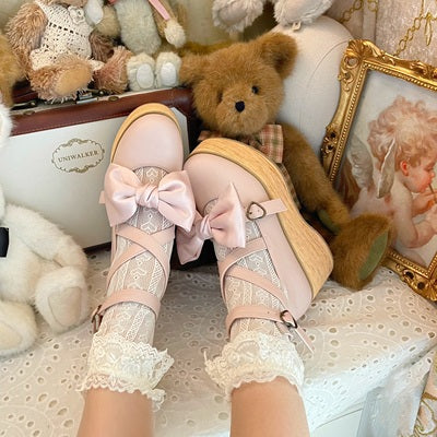 (Buy for me) MODO~Multicolors Sweet Lolita Bow Platform Shoes 34 pink 