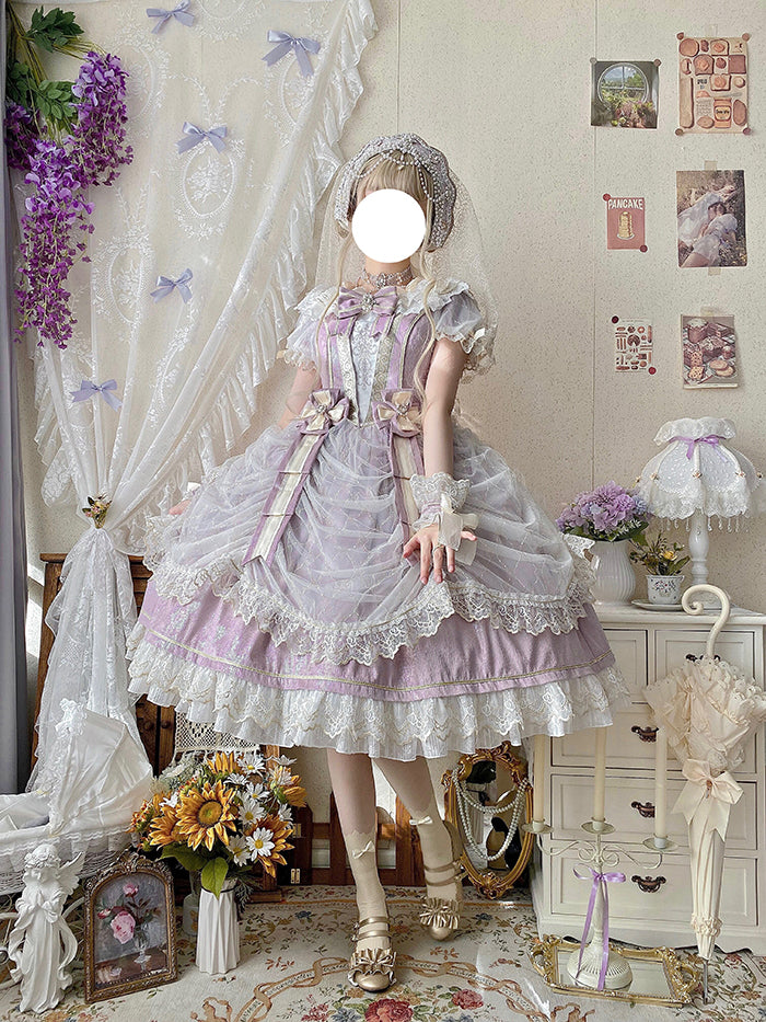 Alice Girl~Girls' Day~Retro Lolita OP Dress Short Sleeve Place Style   