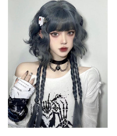 PippiPalace~Metaverse~Mix of Green And Blue Curly Short Wig   