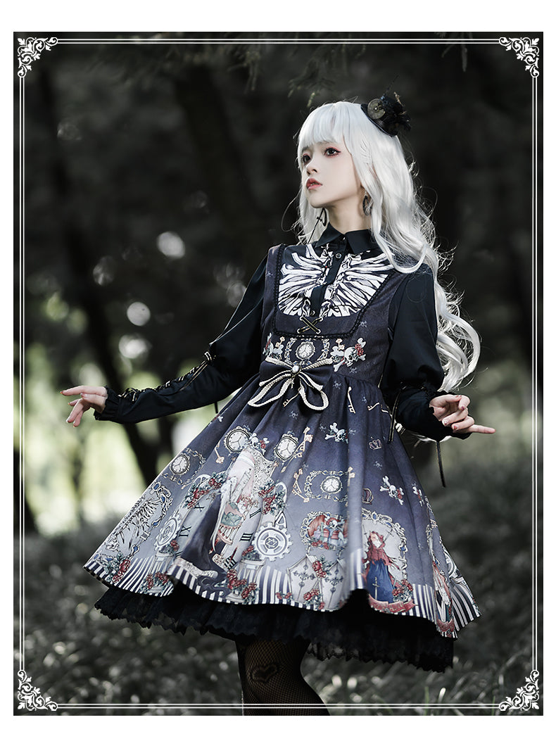 YingLuoFu~Black Fairytale~Gothic Twins Lolita JSK   