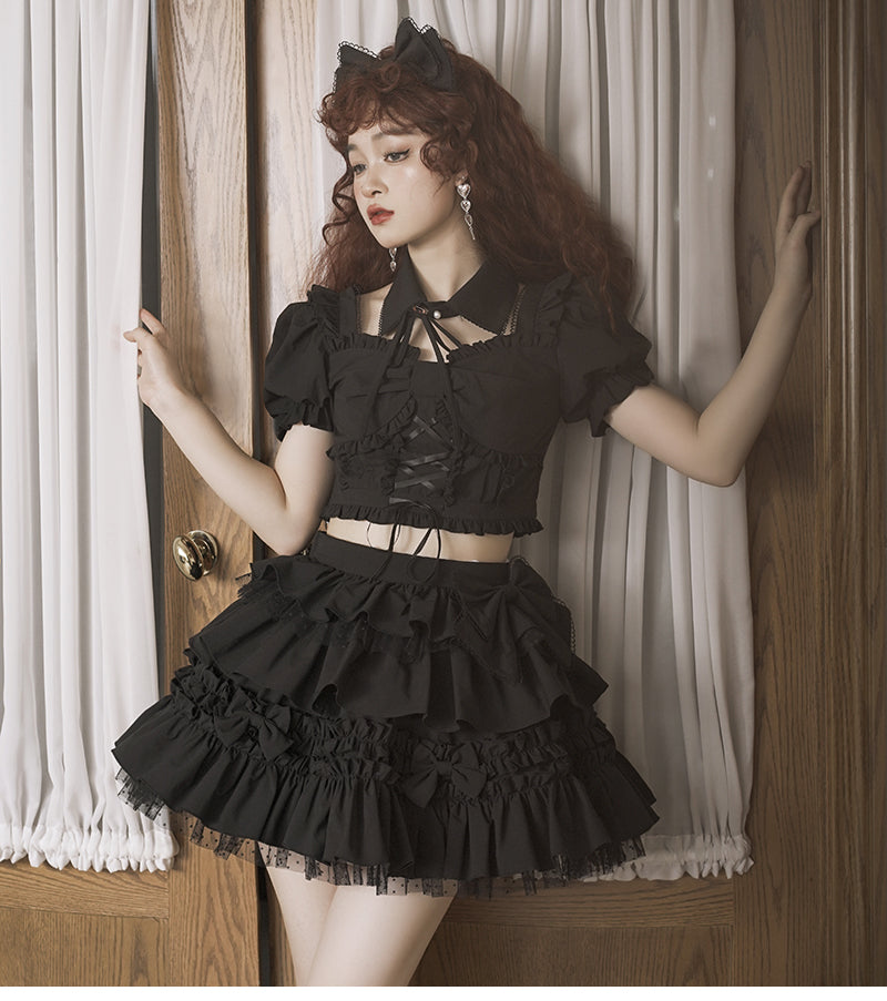 Your Princess~Sweetheart party~Sweet Lolita Skirt Suit S black top+detachable collar 