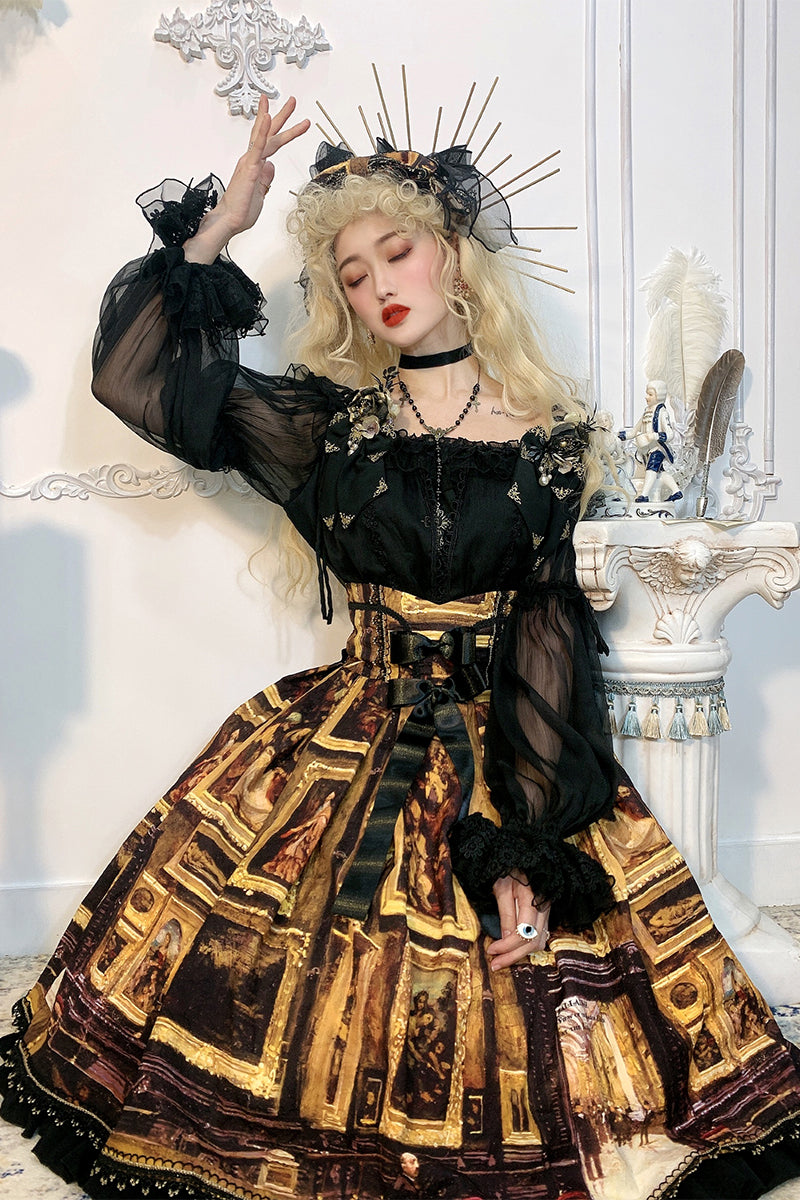 Balladeer~Open Shoulder Puff Sleeve Lolita Blouse   