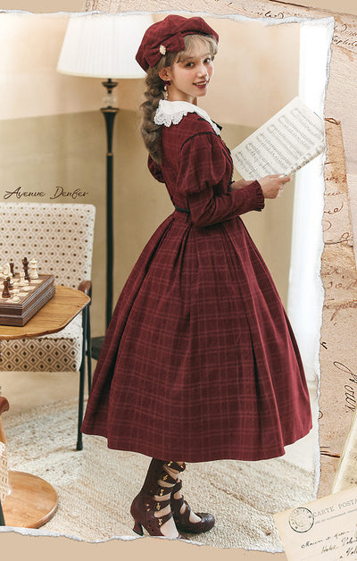 (Buyforme) Avenue Denfer~Gem Book Box~Plaid Classic Lolita OP Dress   