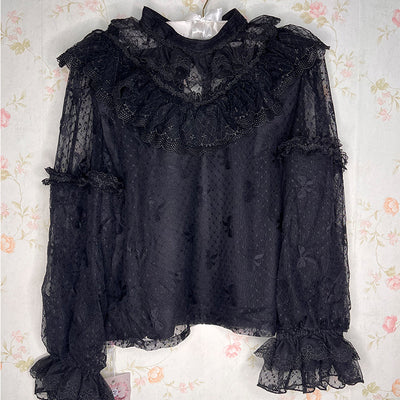 NanShengGe~Elegant Lolita Long Sleeve Blouse M black 