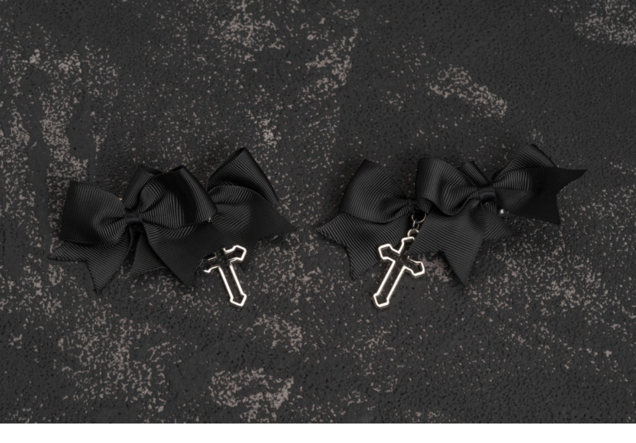 Strange Sugar~Gothic Lolita Cross bows headdress cross hair clip(a pair)  
