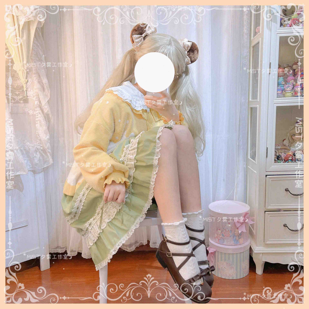 MIST~Beating Heart~Sweet Lolita Thick Sweater Coat Puff Sleeve   