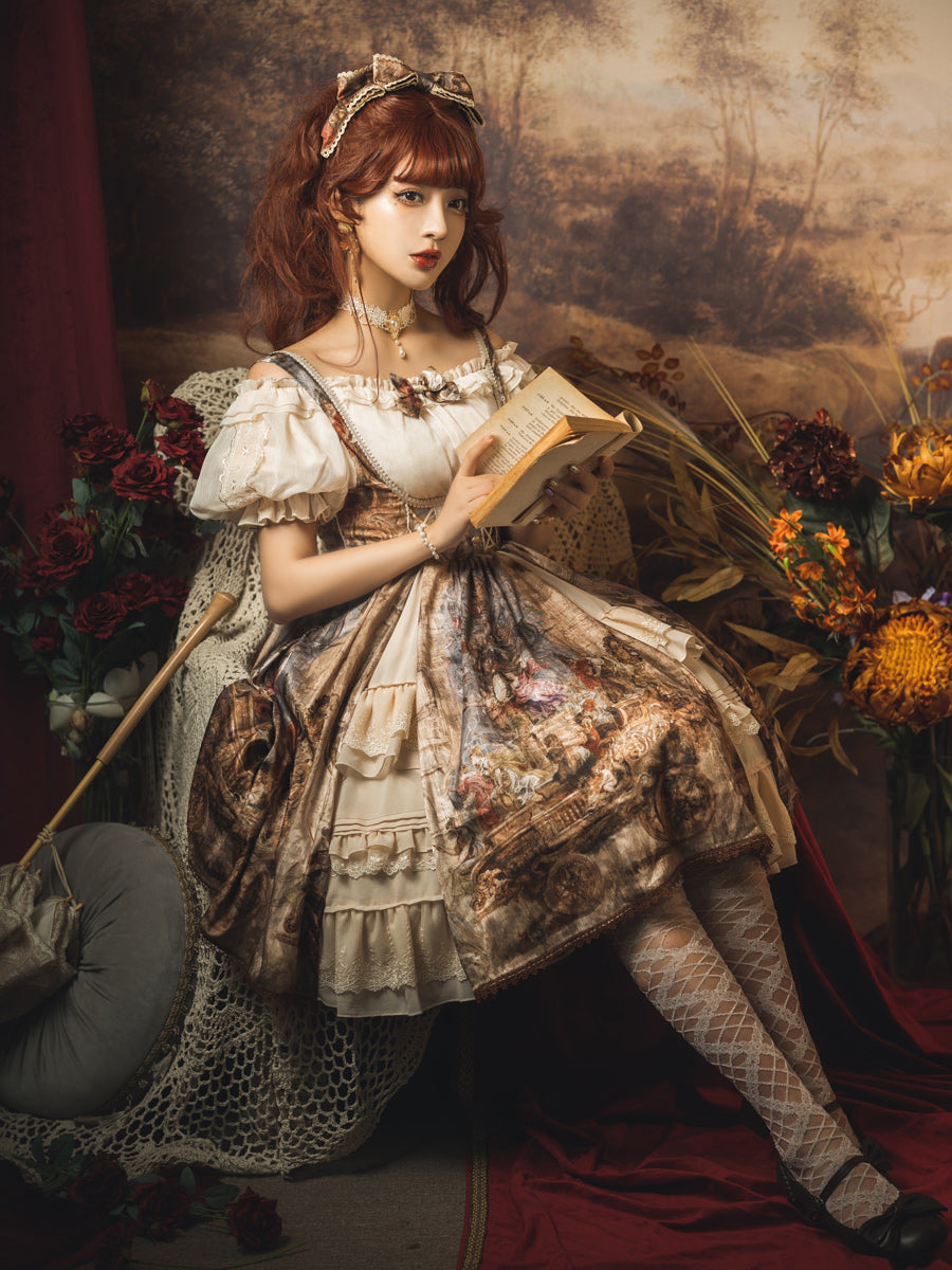 YingLuoFu - Cloria - Classic Oil Paiting Print Lolita JSK