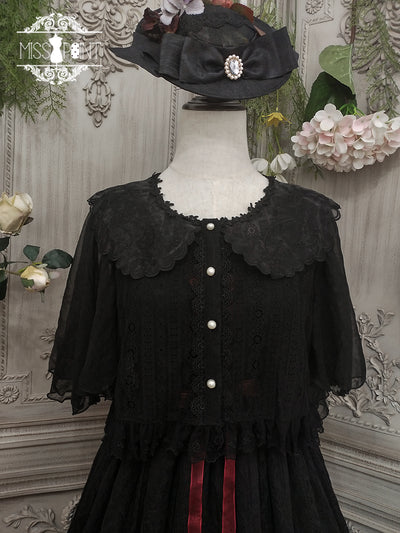 Miss Point~Woody Rose~Elegant Retro Lolita Blouse S black short sleeve 