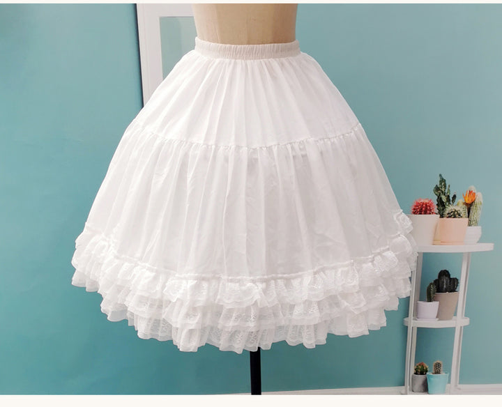 Rainbow Puff~Lolita White Petticoat Fish-bon Adjustable   