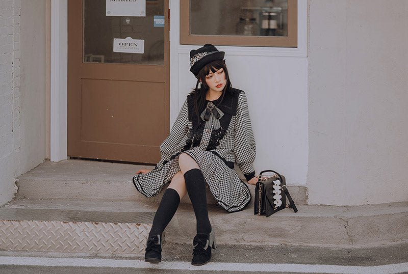 ZeeYe~Houndstooth Low Waistline Lolita Dress   