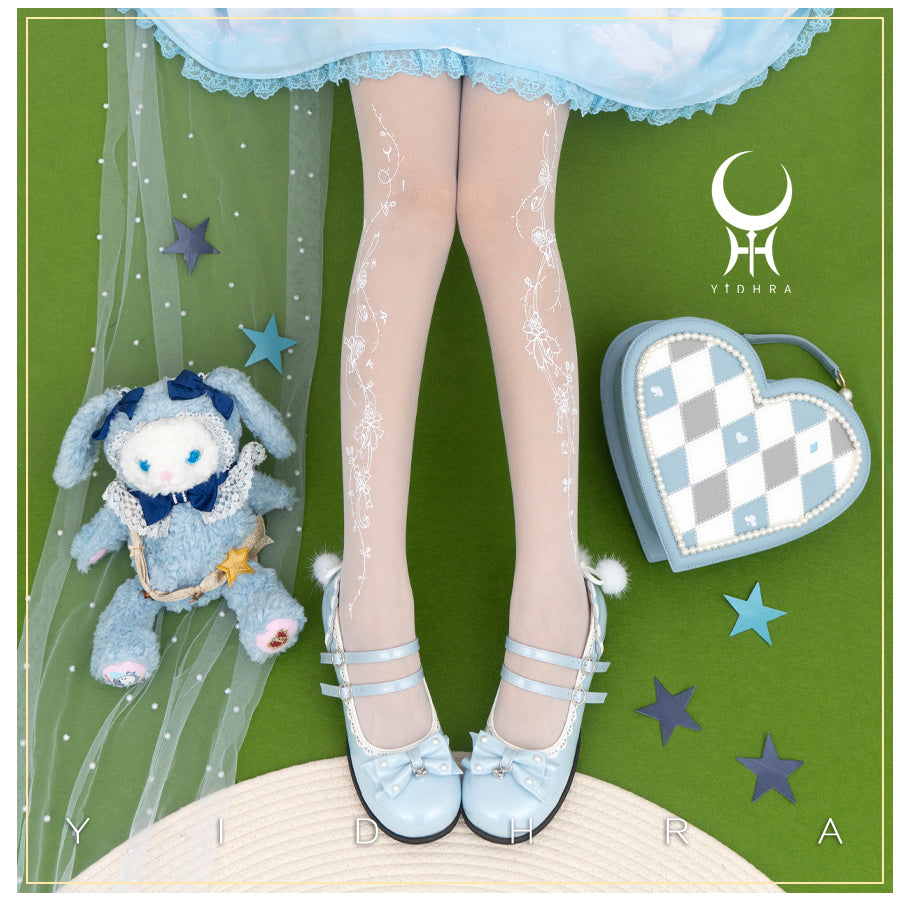 Yidhra - Whisper Rose - Summer 20D velvet Lolita Tights One Size white