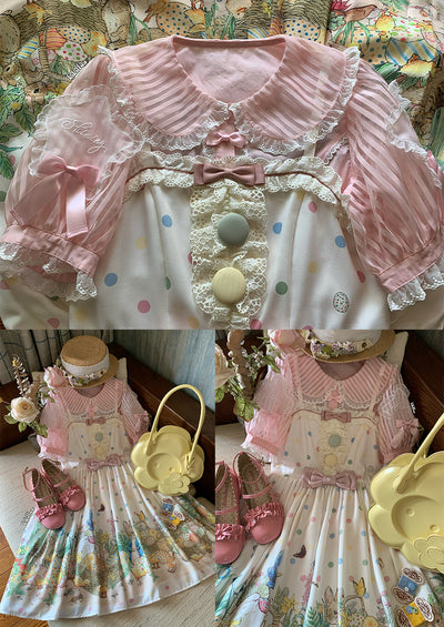 (Buyforme)Cat and Campanula~Star Candy~Stripes Cotton Lolita Shirt   