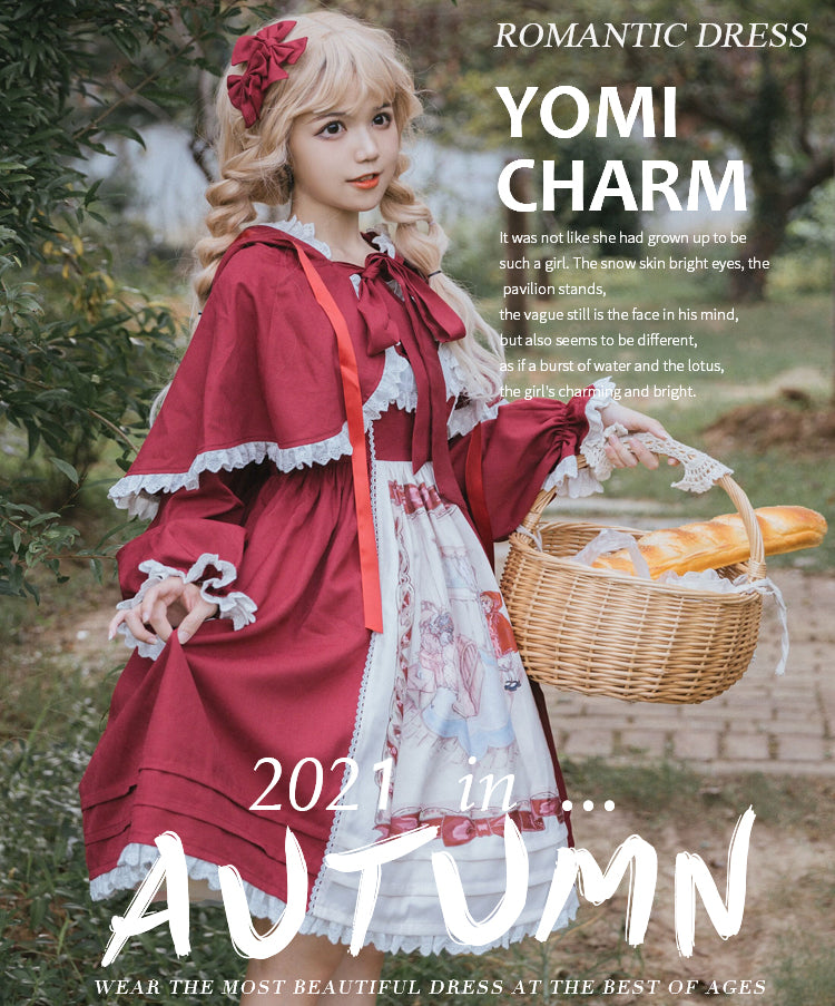 Eieyomi - Little Red Riding Hood - Sweet Lolita JSK Dress S JSK+cape