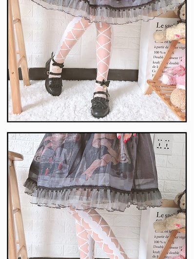 Roji roji~Thorn Kiss Lolita Thigh Stockings Lolita Pantyhose   