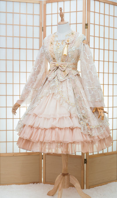 Fantastic Wind ~ The Blooming Flowers Lolita OP Dress S gold (waist-high) 