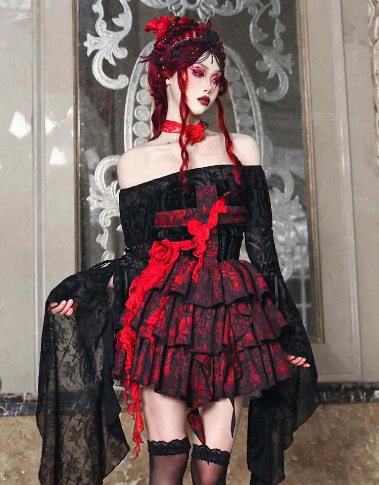 Blood Supply~Feast of the Underworld~Halloween Gothic Rose Dress   
