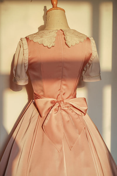 ZeeYe~Night Rose~ Classic Lolita OP Dress S long pink short sleeve