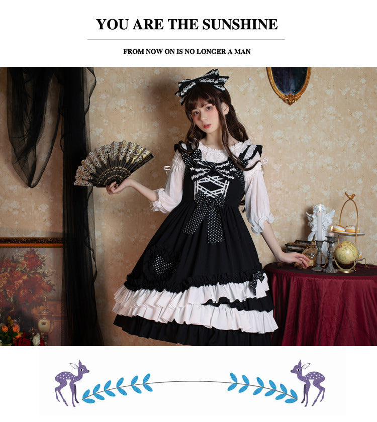 Eieyomi - Sweet Heart Black Lolita Jumper Dress