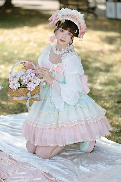 (BuyForMe) Alice Girl~Rainbow Tiered Sweet Lolita JSK Dress   