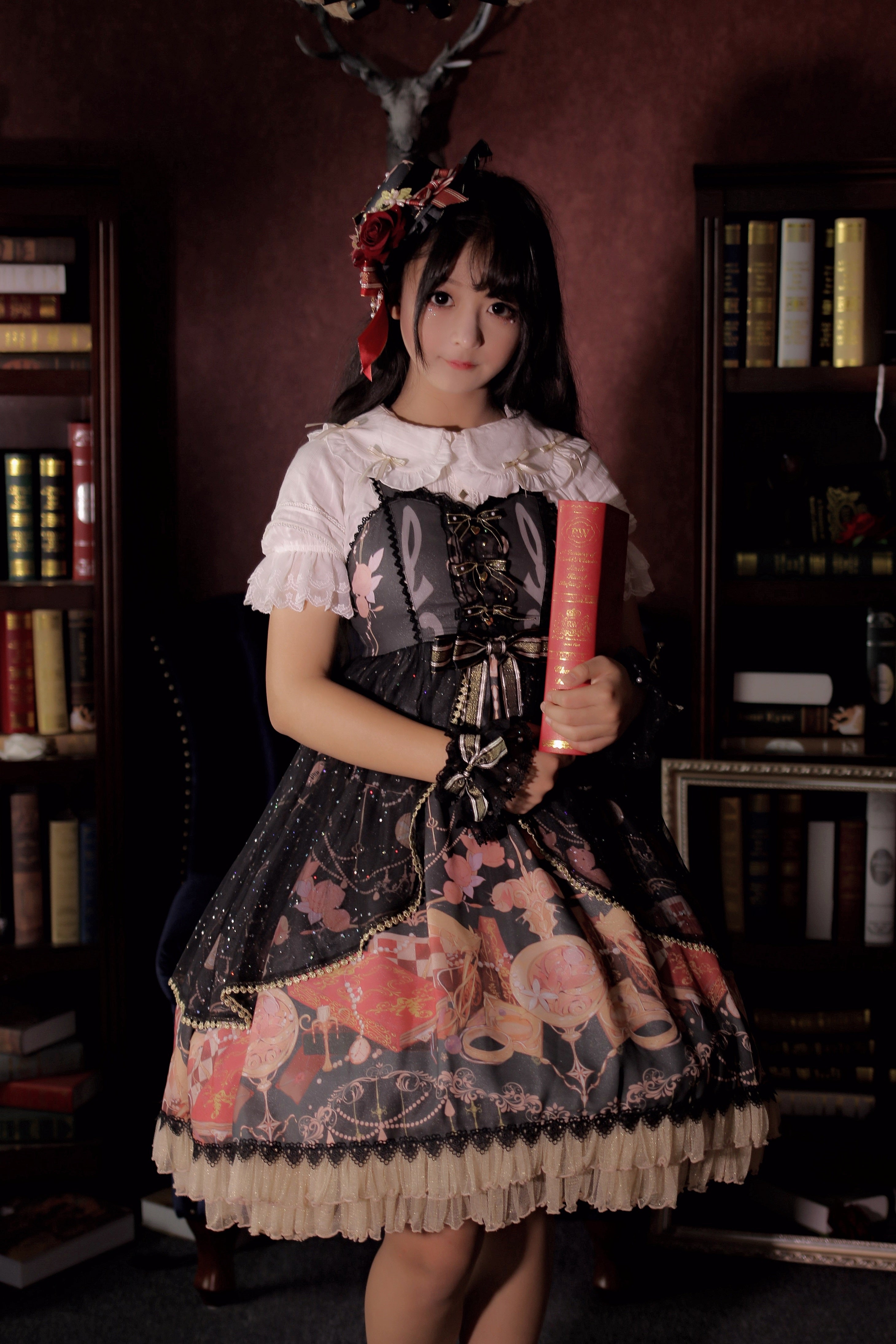 Strawberry Witch - Clock Encounter - Summer Lolita JSK Dress S black