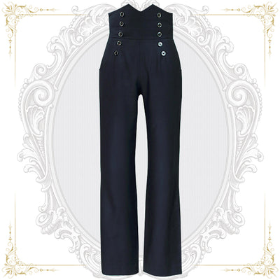 (Buyforme)Immortal Thorn~Ouji Lolita Deacon-style Retro Trousers XS black trousers 