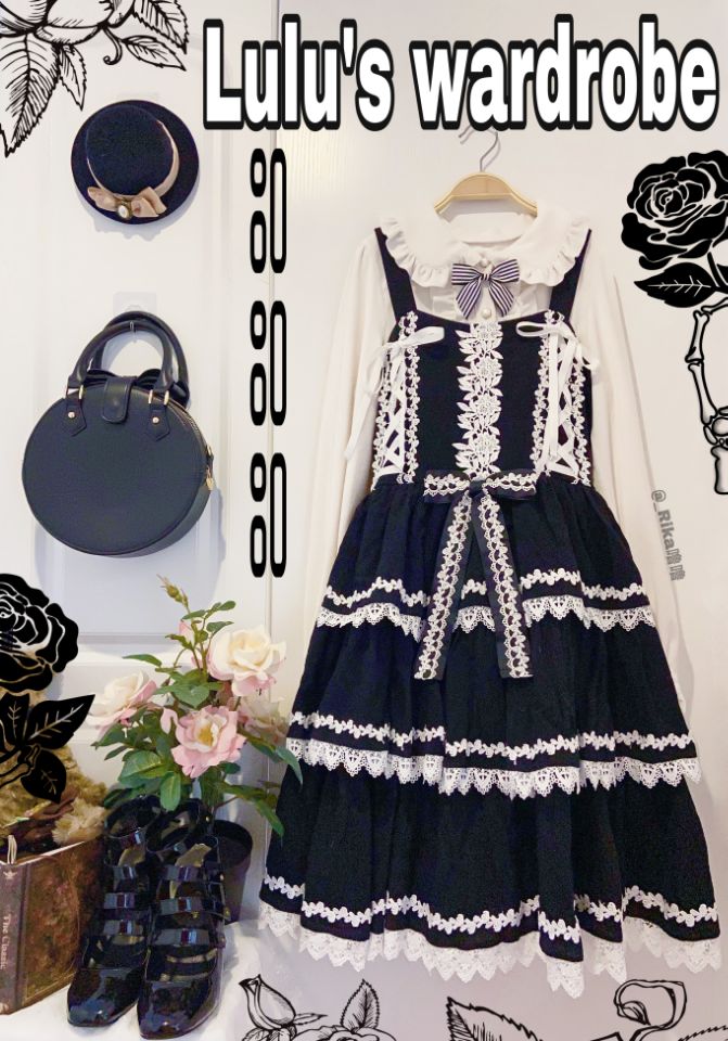 Infanta~Layered Skirt Autumn Lolita JSK S black and white 