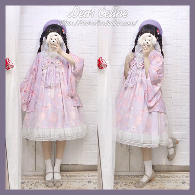 Dear Celine~Sakura Rabbit High Waist Wa Lolita JSK   