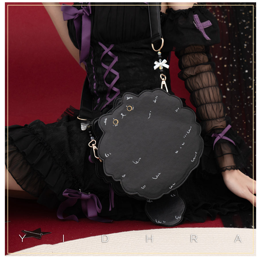 Yidhra - Printed Kawaii Cat Leather Shoulder Bag black cat