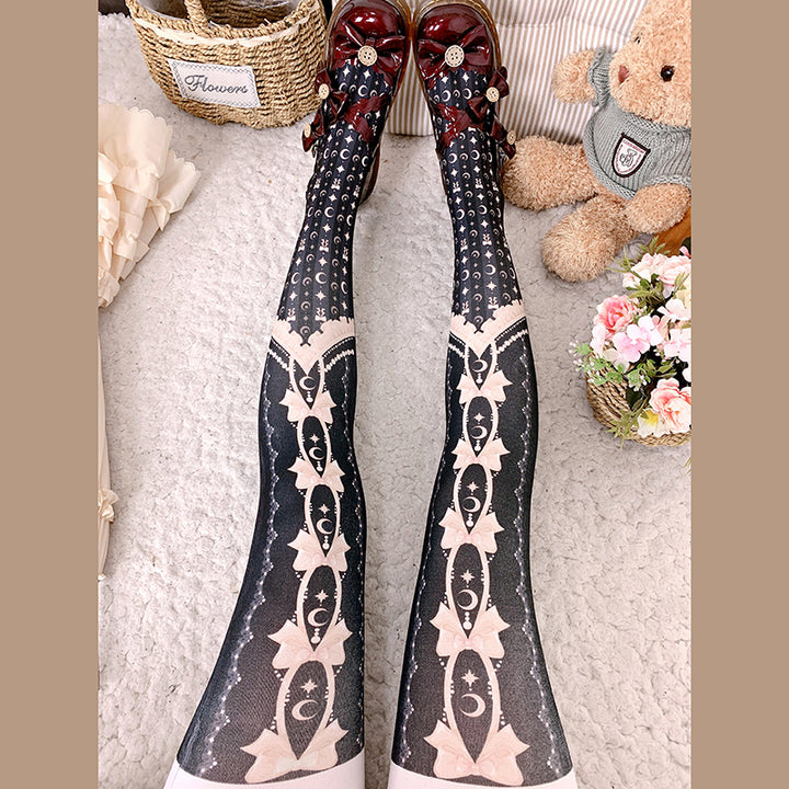 Roji roji~Kawaii 120D Velvet Lolita Tights Multicolors free size black 