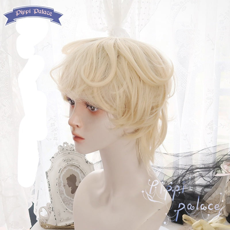Pippi Palace - Lolita Short Curly Wig Pale Gold Air Bangs