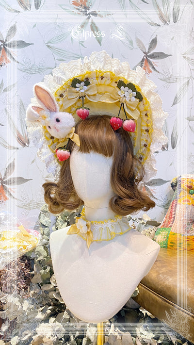 Elpress L~Strawberry Rabbit Lolita BNT Cuffs Choker cheese yellow choker 