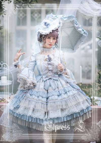Elpress L~Fairies Island~Lolita wedding Dress OP Dress bule S 