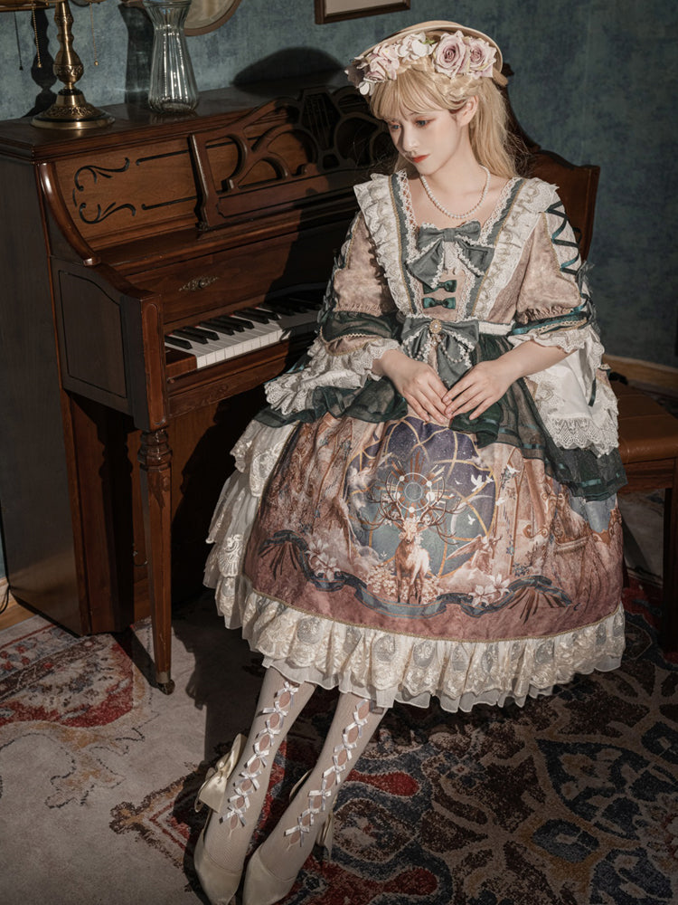 Your Princess~Deer Carol~Classic Lolita Princess OP Dress   