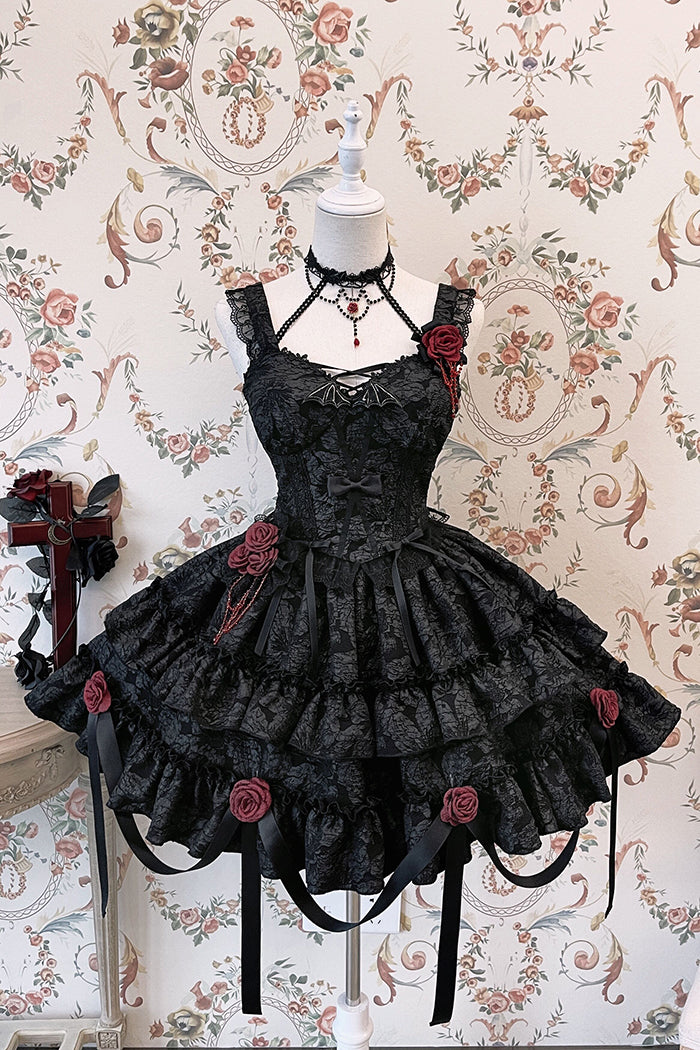 Alice Girl~Gothic Lolita SK Set~Blood Rose Skirt and Corset   