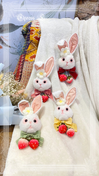Elpress L~Strawberry Rabbit Lolita BNT Cuffs Choker   