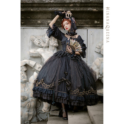 Hinana Queena~Fairy Tour~Carnival Gorgeous Lolita OP Dress S black 
