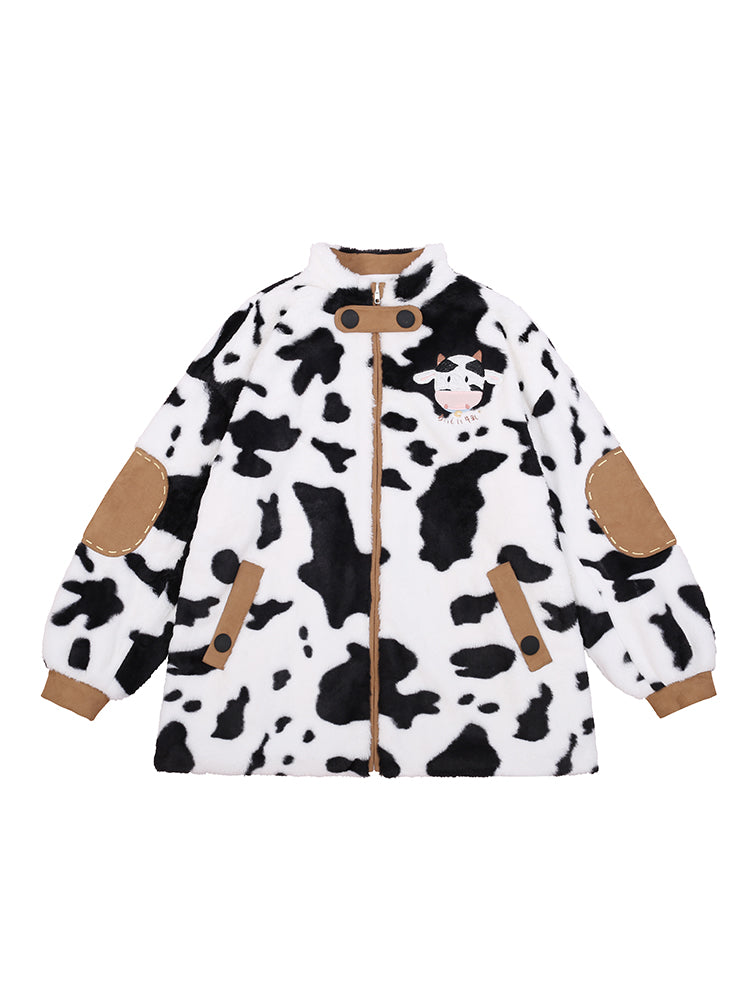 To Alice~Cream Ox~Kawaii Lolita Fur Coat with Cow Stripe 0(S)  
