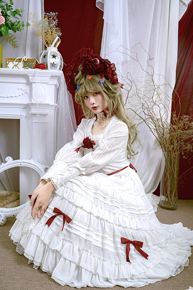 Dawn and Morning - Rozen Maiden - Elegant Lolita Jumper Dress 2XL White Skirt