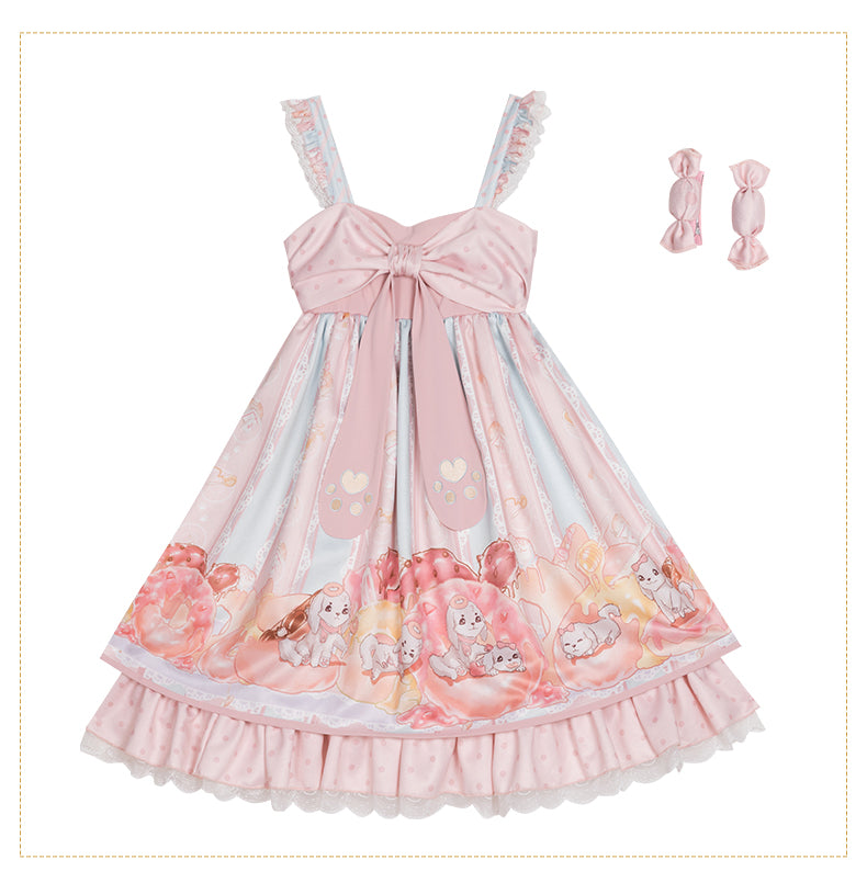 YingLuoFu - Sweet Lolita Princess Jumper Dress JSK dress+bows S