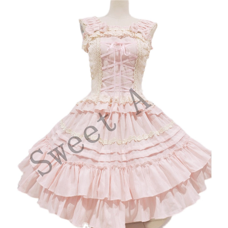 Sweet Angel~Balletcore Sweet Lolita Pink Dress Set   