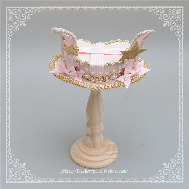 Fox Cherry~Lolita Rabbit Ears Top Hat Multiple colors free size light pink 4526:10097