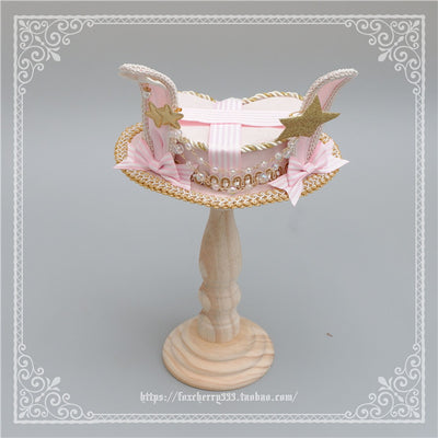 Fox Cherry~Lolita Rabbit Ears Top Hat Multiple colors free size light pink 